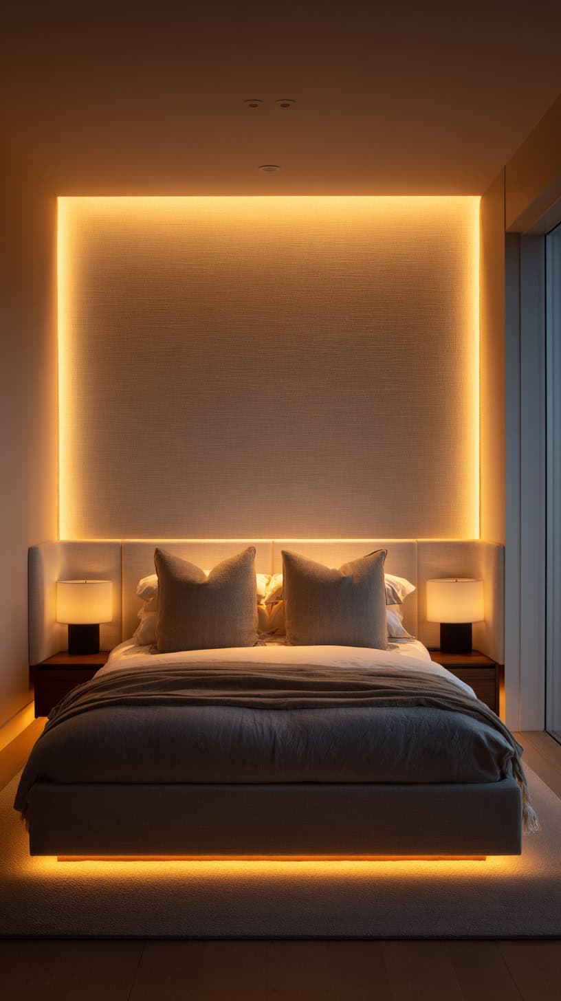 20 DIY Headboard Ideas to Upgrade Your Bedroom 90 Floating LED-Lit Headboard