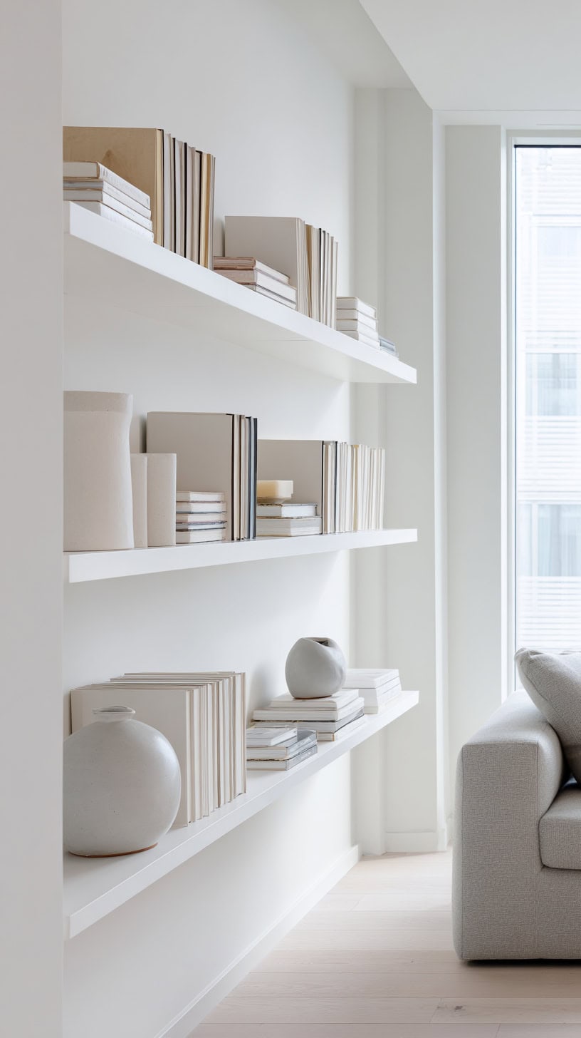 20 Beautiful Bookshelf Styling Ideas to Copy 94 Floating Minimalist Shelves