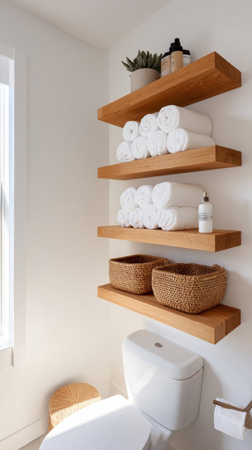 20 Bathroom Storage Solutions for Tiny Spaces 80 Floating Shelves Above Toilet