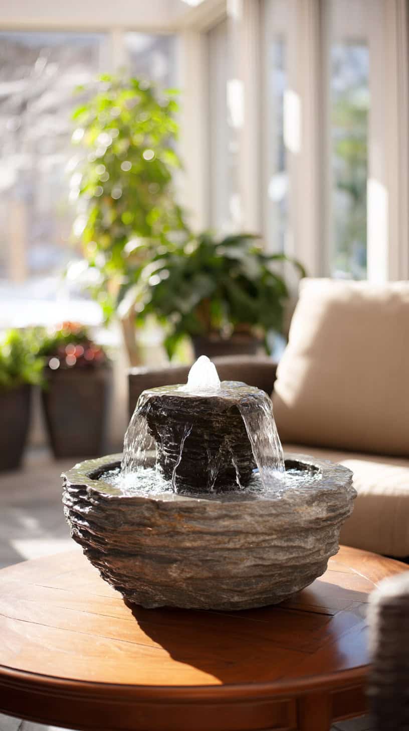 15 Sunroom Decor Ideas to Brighten Up Winter Days 80 Indoor Water Fountain Feature