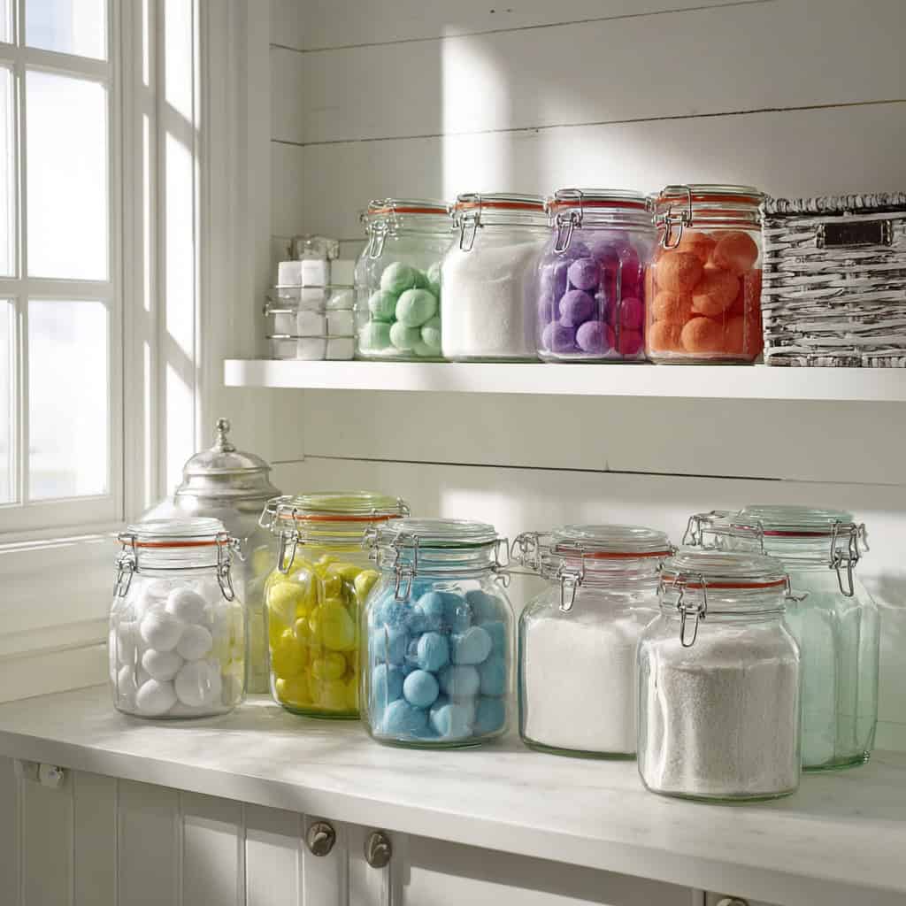 20 Genius Laundry Room Makeovers That Save Space 108 Lidded Glass Jars for Supplies
