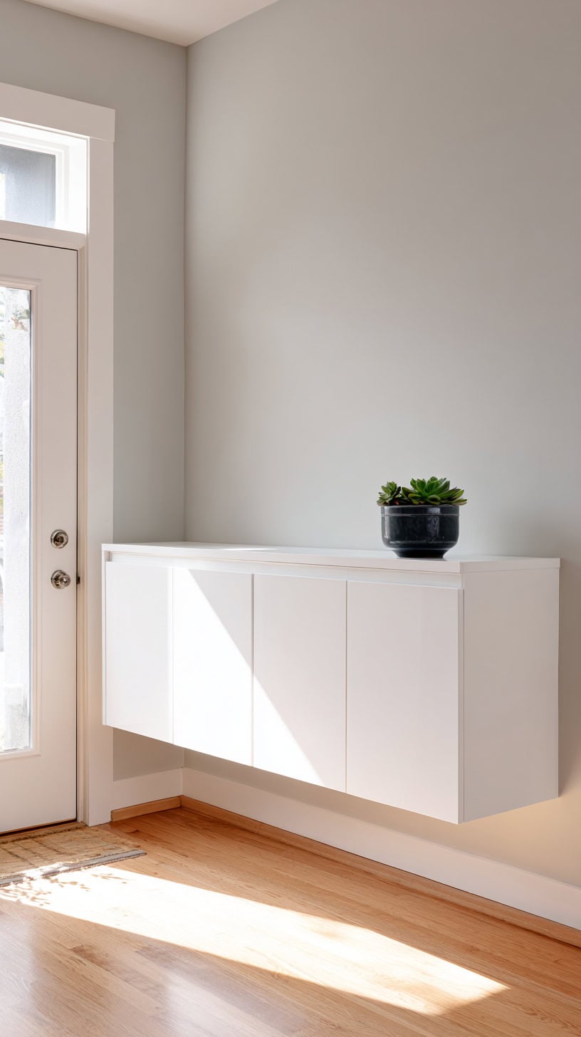 15 Small Entryway Ideas to Organize Shoes and Coats 88 Low-Profile Wall Cabinet
