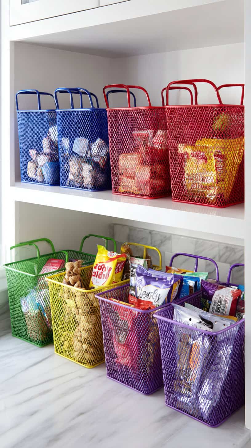 18 Pantry Organization Hacks Using Clear Bins and Baskets 84 Lunch Grab-and-Go Baskets