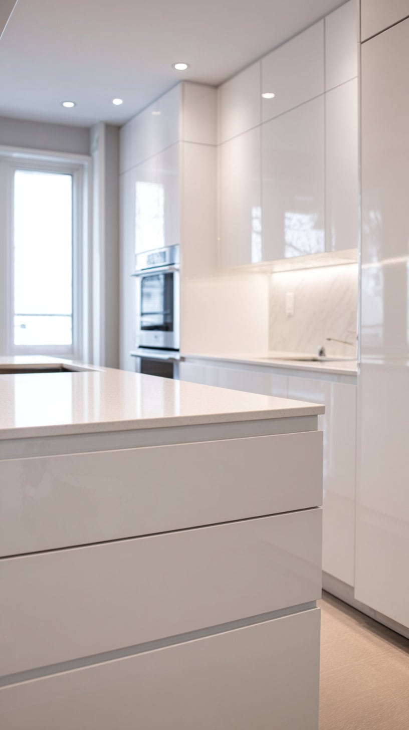 20 Timeless White Kitchen Ideas for Busy Moms 104 Matte White Slab Doors