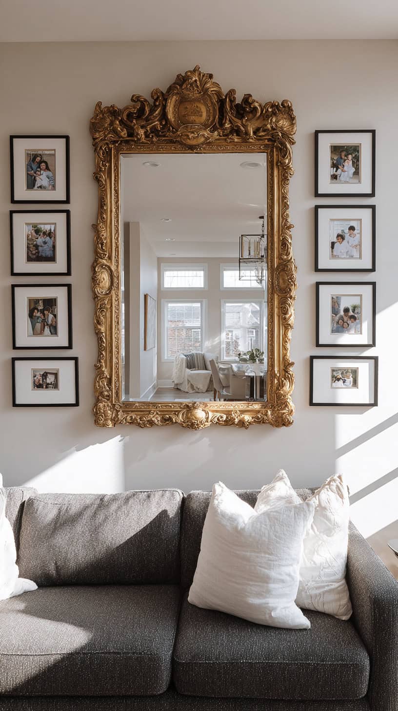 18 Creative Ways to Display Family Photos on Your Walls 102 Mirror Center Gallery