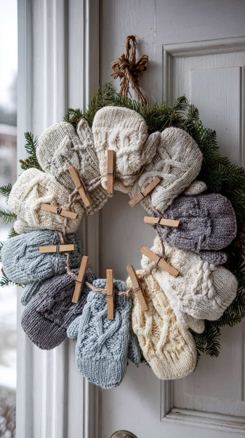 20 Winter Wreath Ideas That Aren't Christmas Themed 112 Mitten Wreath