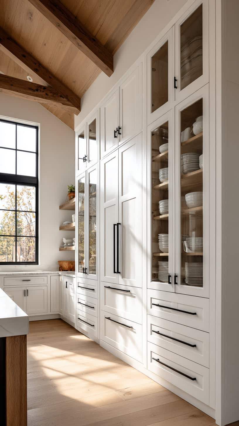 20 Timeless White Kitchen Ideas for Busy Moms 84 Modern Farmhouse Tall Cabinets