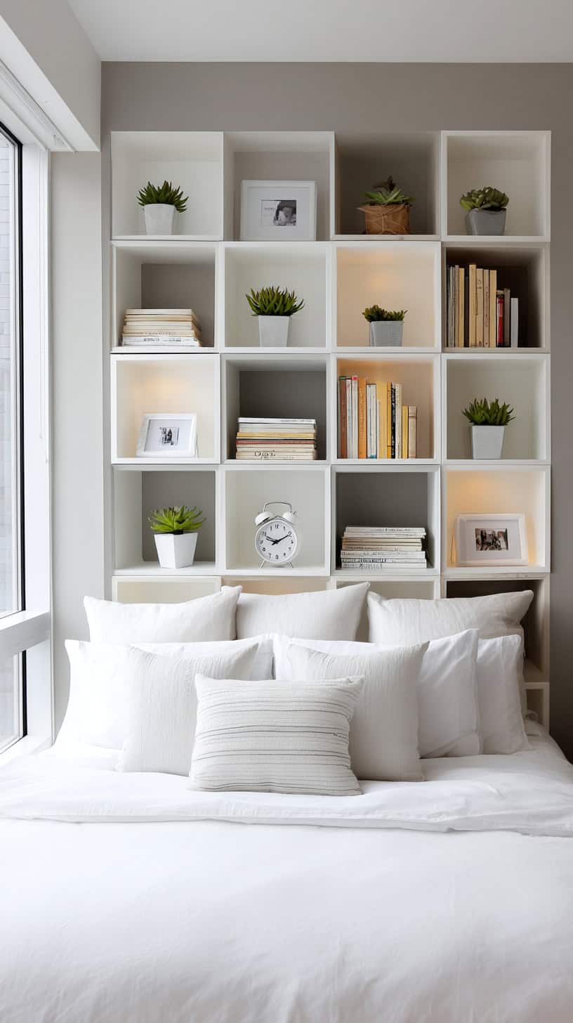 20 DIY Headboard Ideas to Upgrade Your Bedroom 94 Modular Shelving Panel Headboard