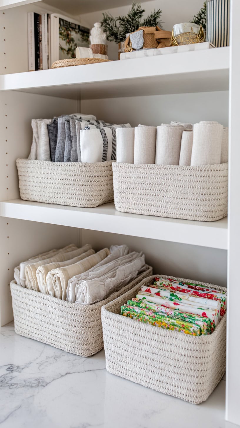 18 Pantry Organization Hacks Using Clear Bins and Baskets 103 Napkin Tablecloth Baskets