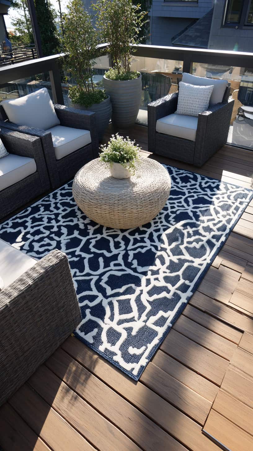 20 Patio Furniture Layouts to Start Planning for Spring 94 Outdoor Rug Anchored Lounge