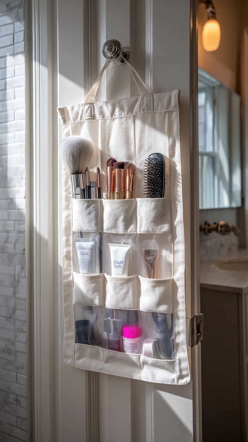 20 Bathroom Storage Solutions for Tiny Spaces 82 Over-Door Organizer Pockets