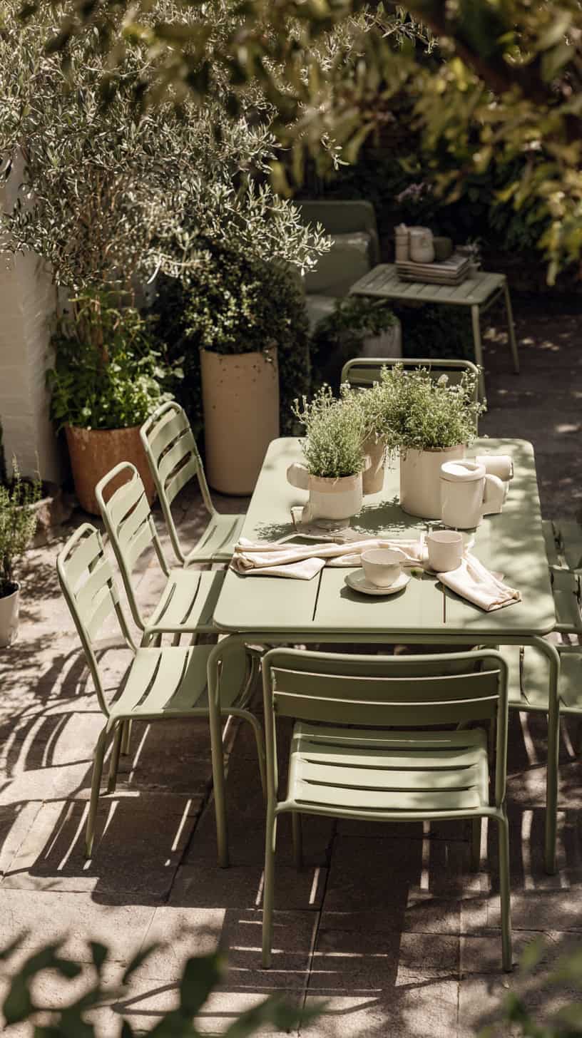 20 Patio Furniture Layouts to Start Planning for Spring 100 Pale Sage Dining Set