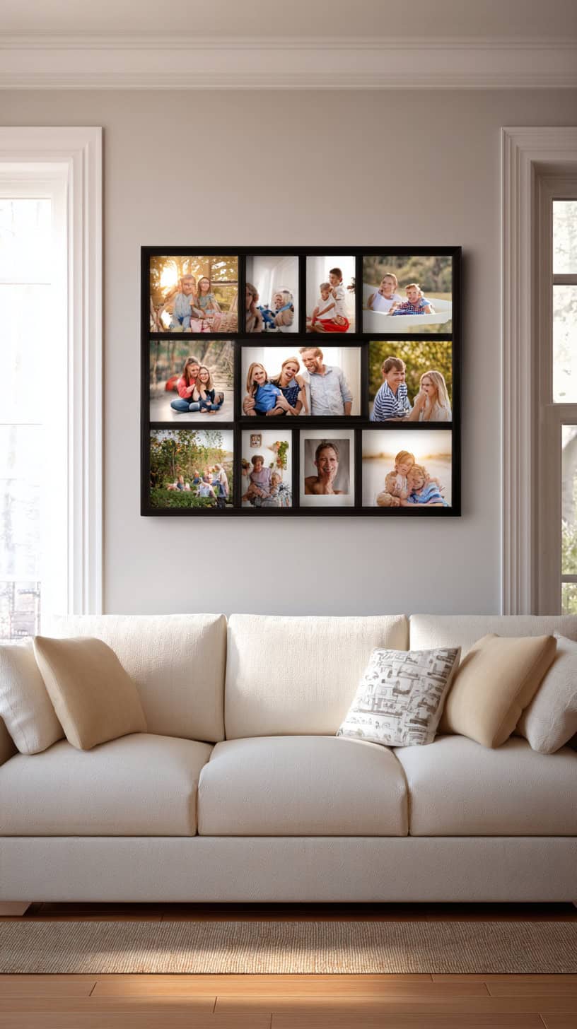 18 Creative Ways to Display Family Photos on Your Walls 100 Photo Collage Frame