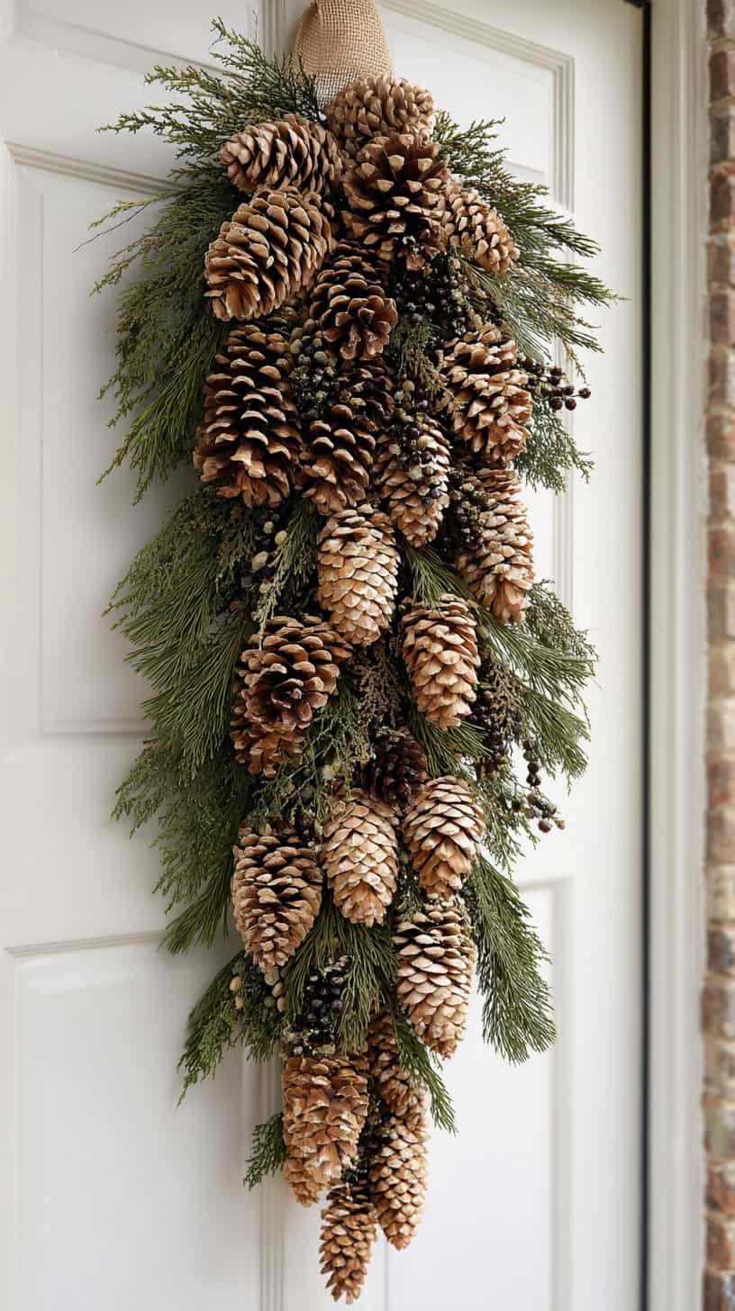 20 Winter Wreath Ideas That Aren't Christmas Themed 106 Pine Cone Swag