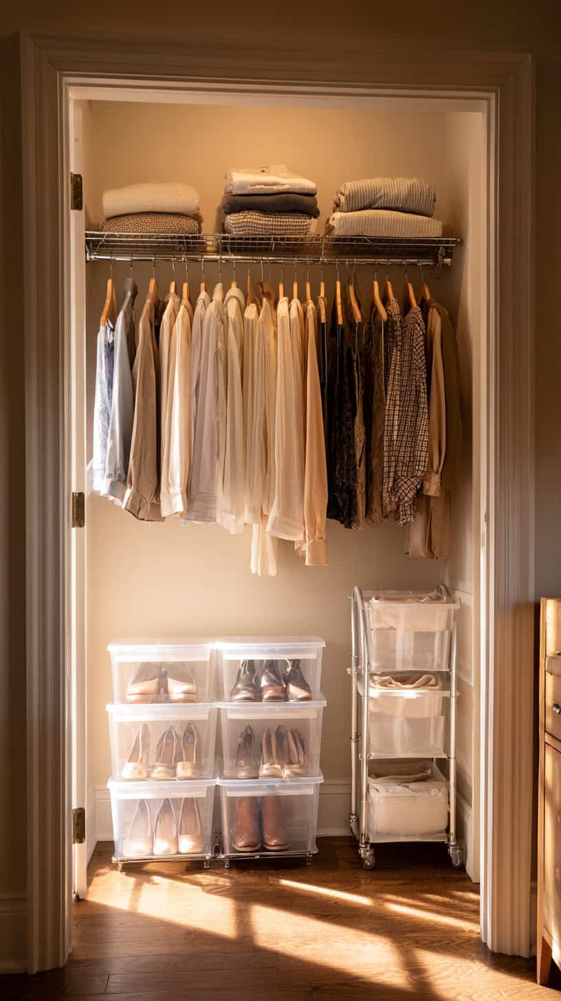 20 Small Closet Organization Ideas to Maximize Space 110 Raised Clothing Rods for Under-Space