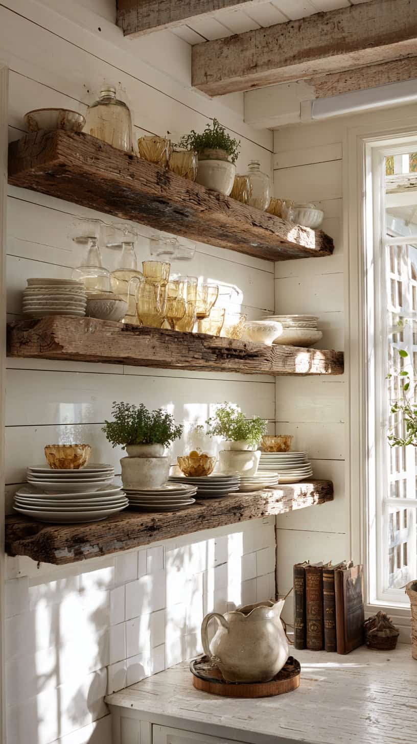 20 Farmhouse Kitchen Decor Ideas to Refresh Your Home 80 Reclaimed Wood Open Shelves