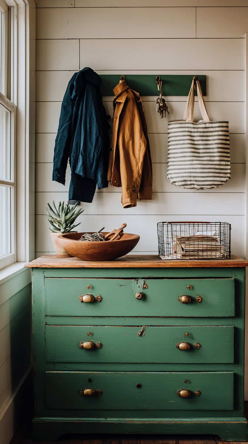 20 Mudroom Ideas to Organize Boots and Coats 98 Repurposed Dresser Station