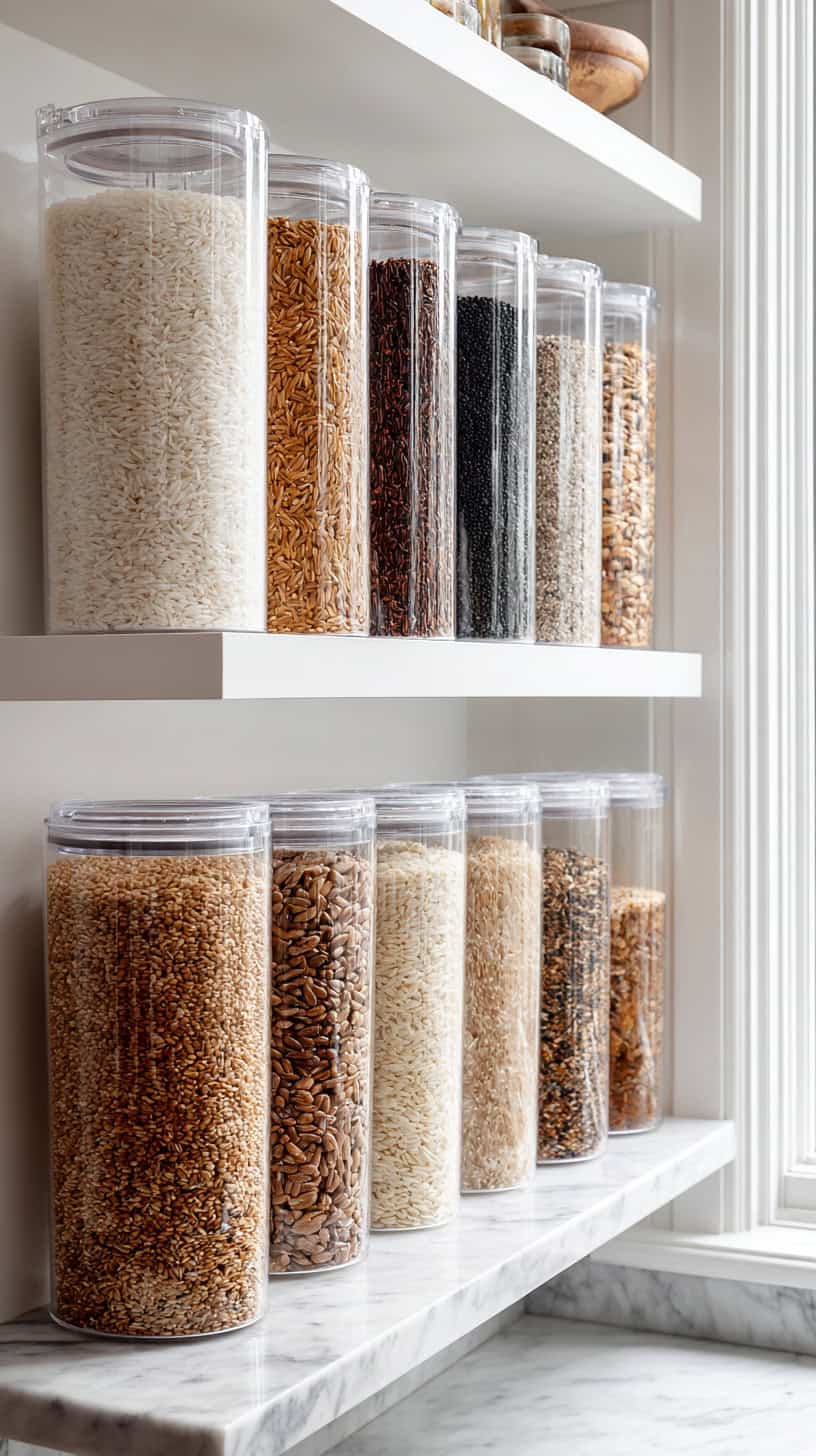 18 Pantry Organization Hacks Using Clear Bins and Baskets 90 Rice Grain Plastic Containers