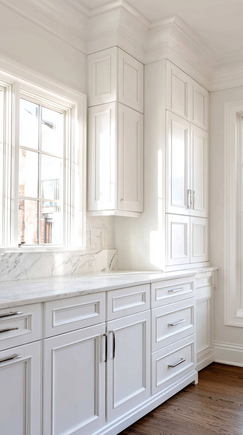 20 Timeless White Kitchen Ideas for Busy Moms 92 Shaker Style White Perimeter