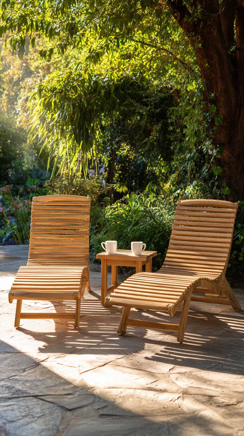 20 Patio Furniture Layouts to Start Planning for Spring 90 Slatted Wood Lounge Pair