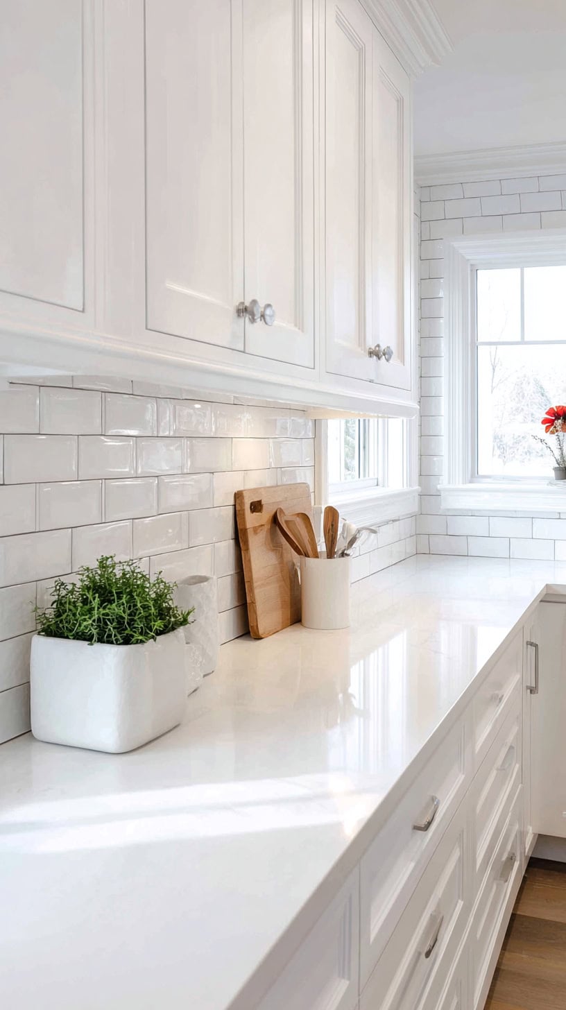 20 Timeless White Kitchen Ideas for Busy Moms 110 Subway Tile White Backsplash