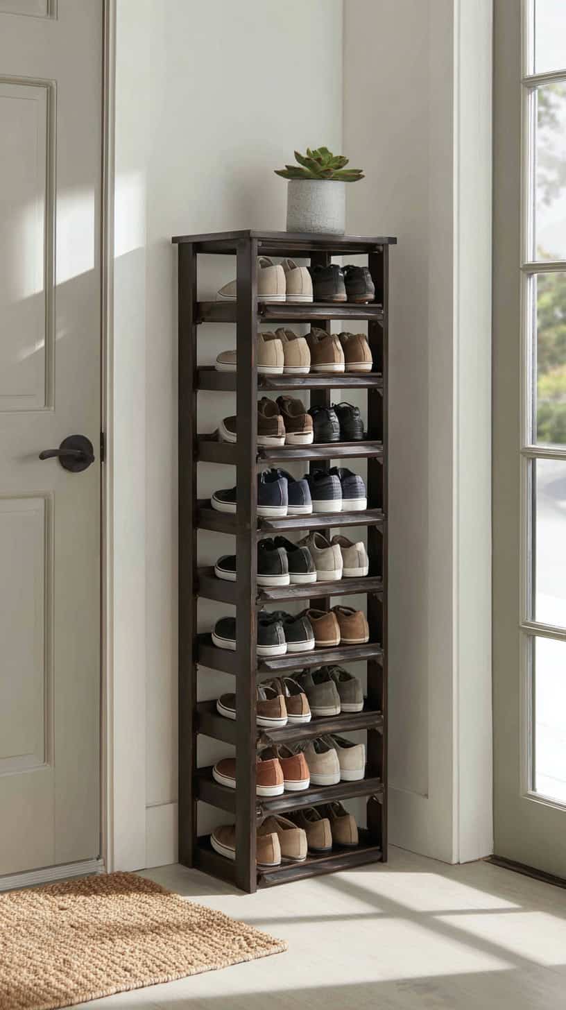 15 Small Entryway Ideas to Organize Shoes and Coats 78 Tall Shoe Tower Rack