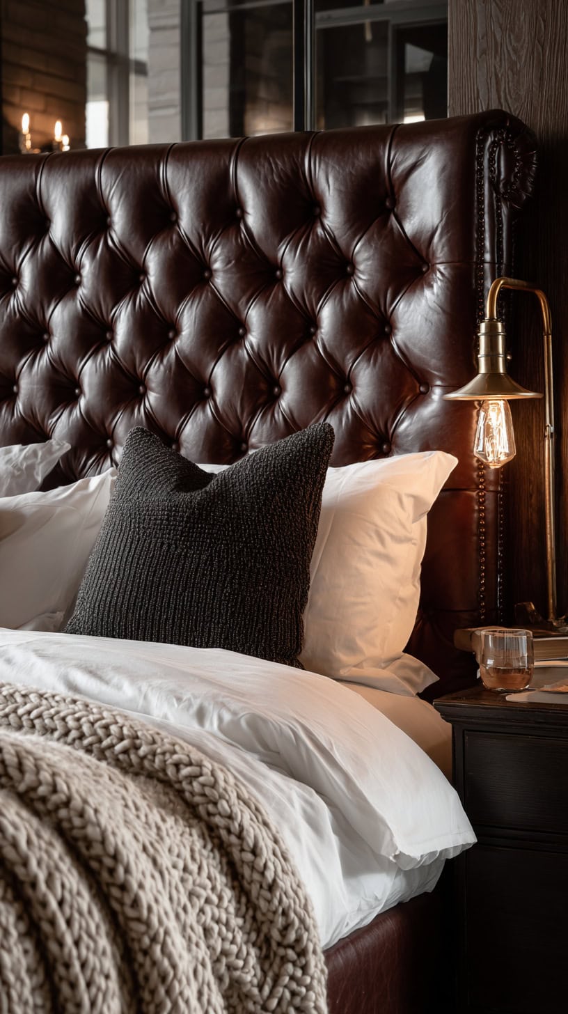 20 DIY Headboard Ideas to Upgrade Your Bedroom 106 Tufted Leather Diamond Headboard