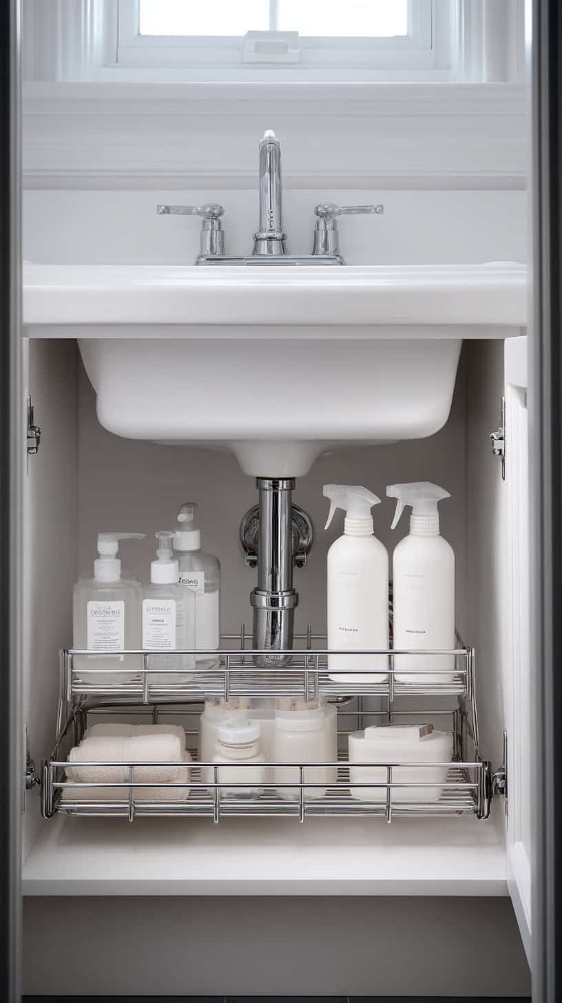 20 Bathroom Storage Solutions for Tiny Spaces 86 Under-Sink Expandable Shelves