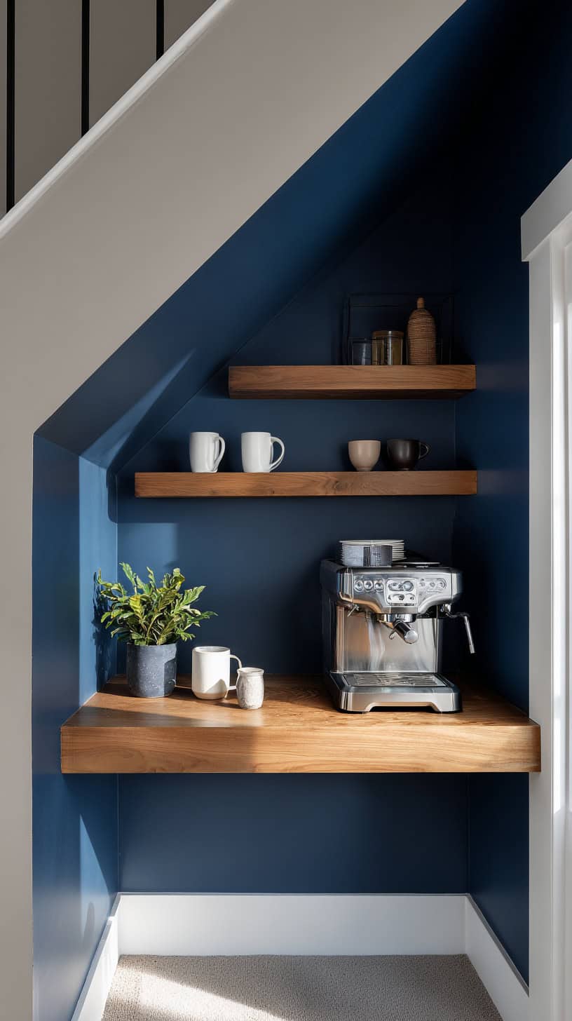 18 DIY Coffee Bar Ideas for Small Kitchens 78 Under-Stair Coffee Nook
