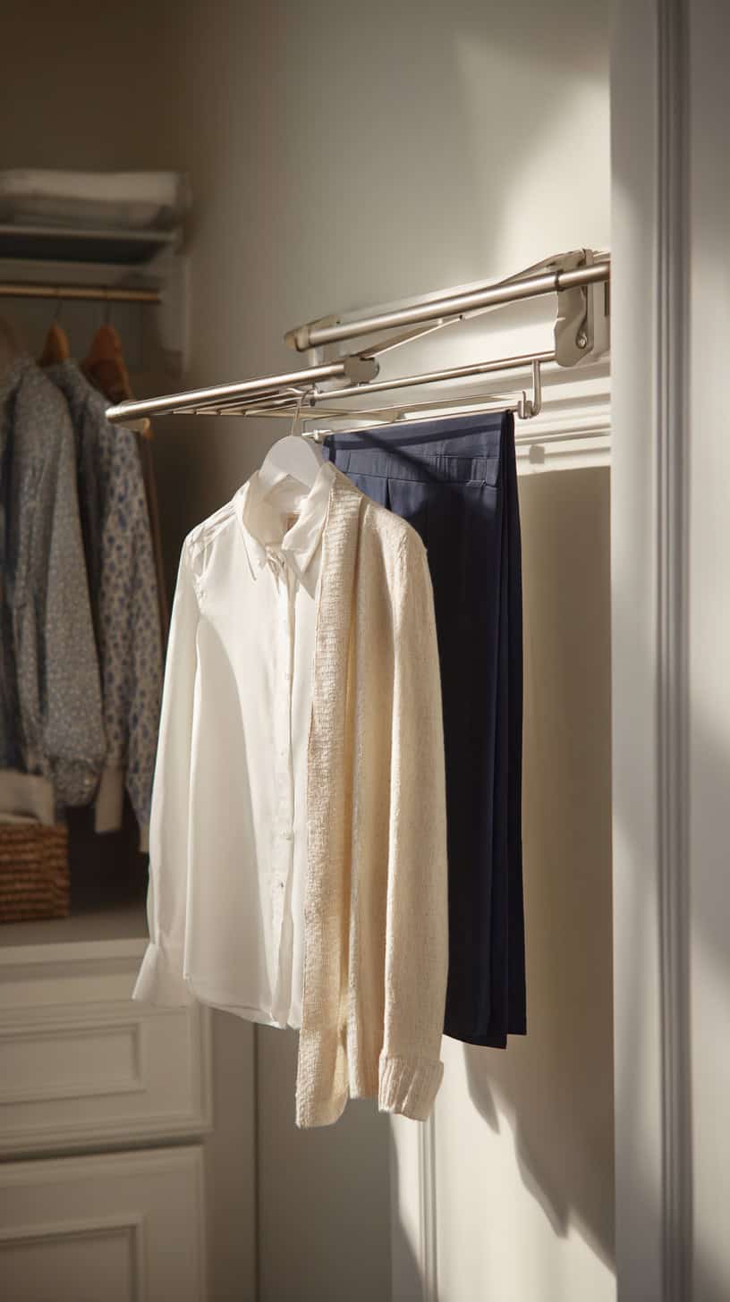 20 Small Closet Organization Ideas to Maximize Space 116 Valet Rod for Next-Day Outfits