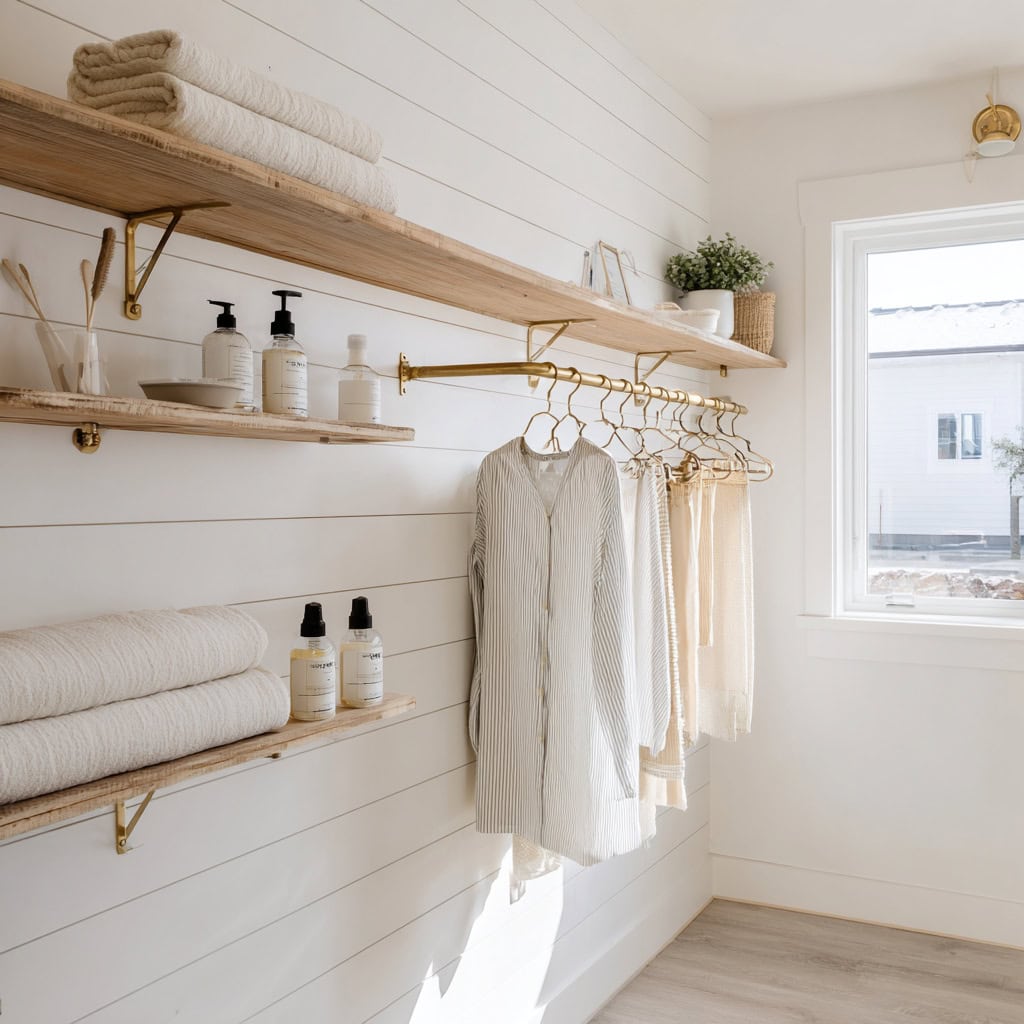 20 Genius Laundry Room Makeovers That Save Space 82 Vertical Shiplap Wall Storage