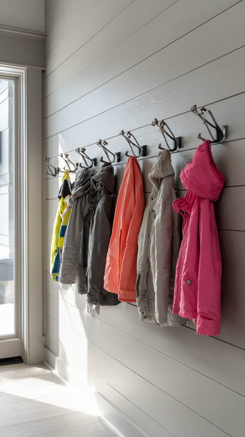 20 Mudroom Ideas to Organize Boots and Coats 84 Wall-Mounted Coat Hooks