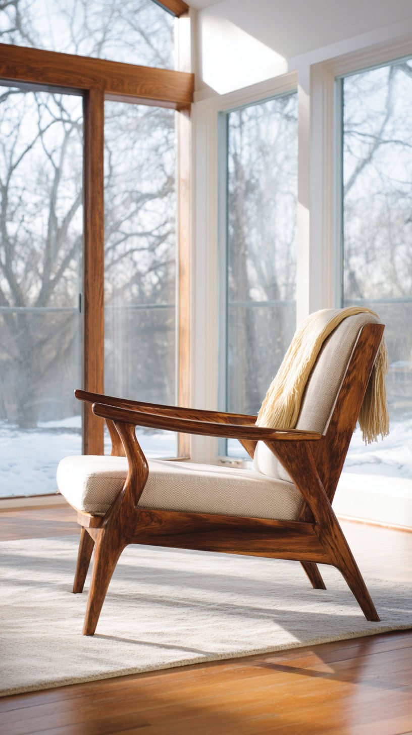 15 Sunroom Decor Ideas to Brighten Up Winter Days 64 Warm Wooden Accent Chair