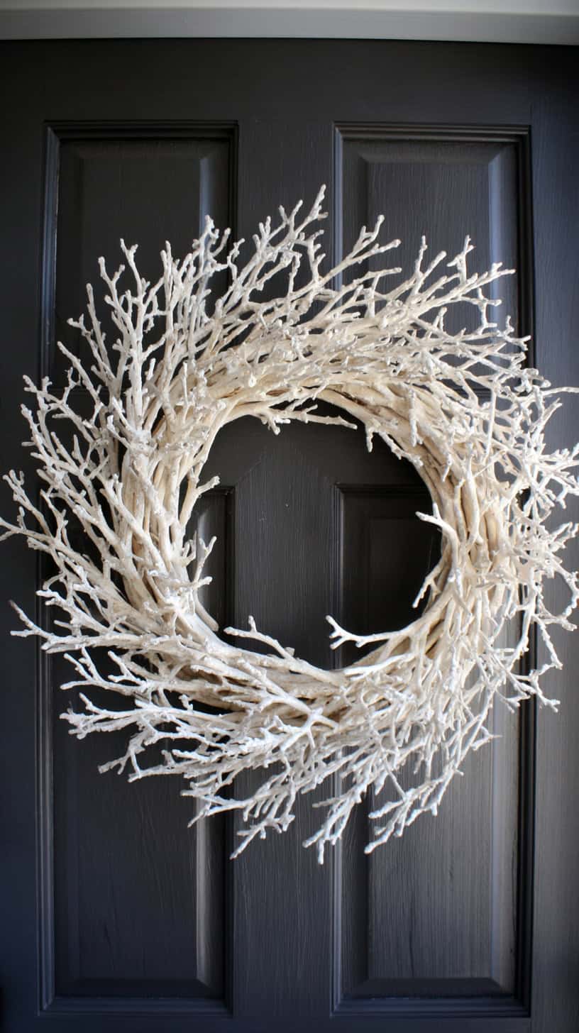 20 Winter Wreath Ideas That Aren't Christmas Themed 92 White and Cream Twig Wreath