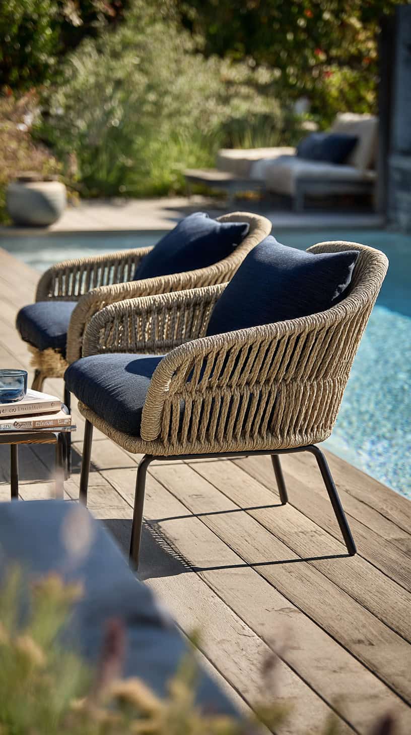 20 Patio Furniture Layouts to Start Planning for Spring 84 Woven Rope Lounge Chairs