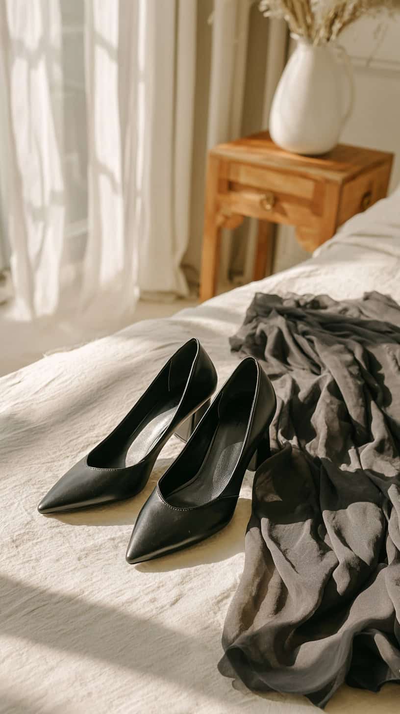 Block Heel Pumps Midi Skirt