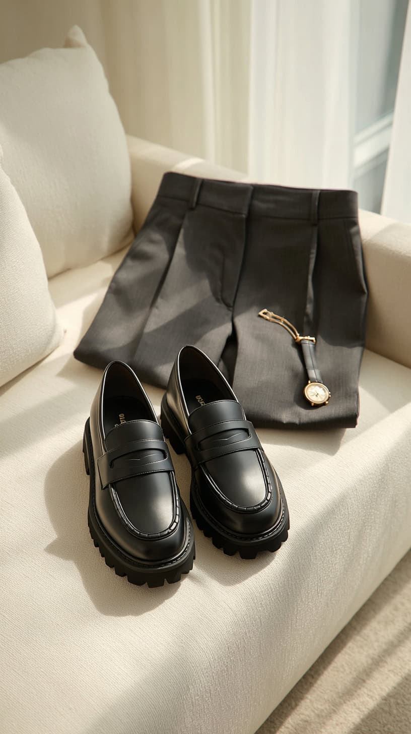 Chunky Loafers with Slim Trousers