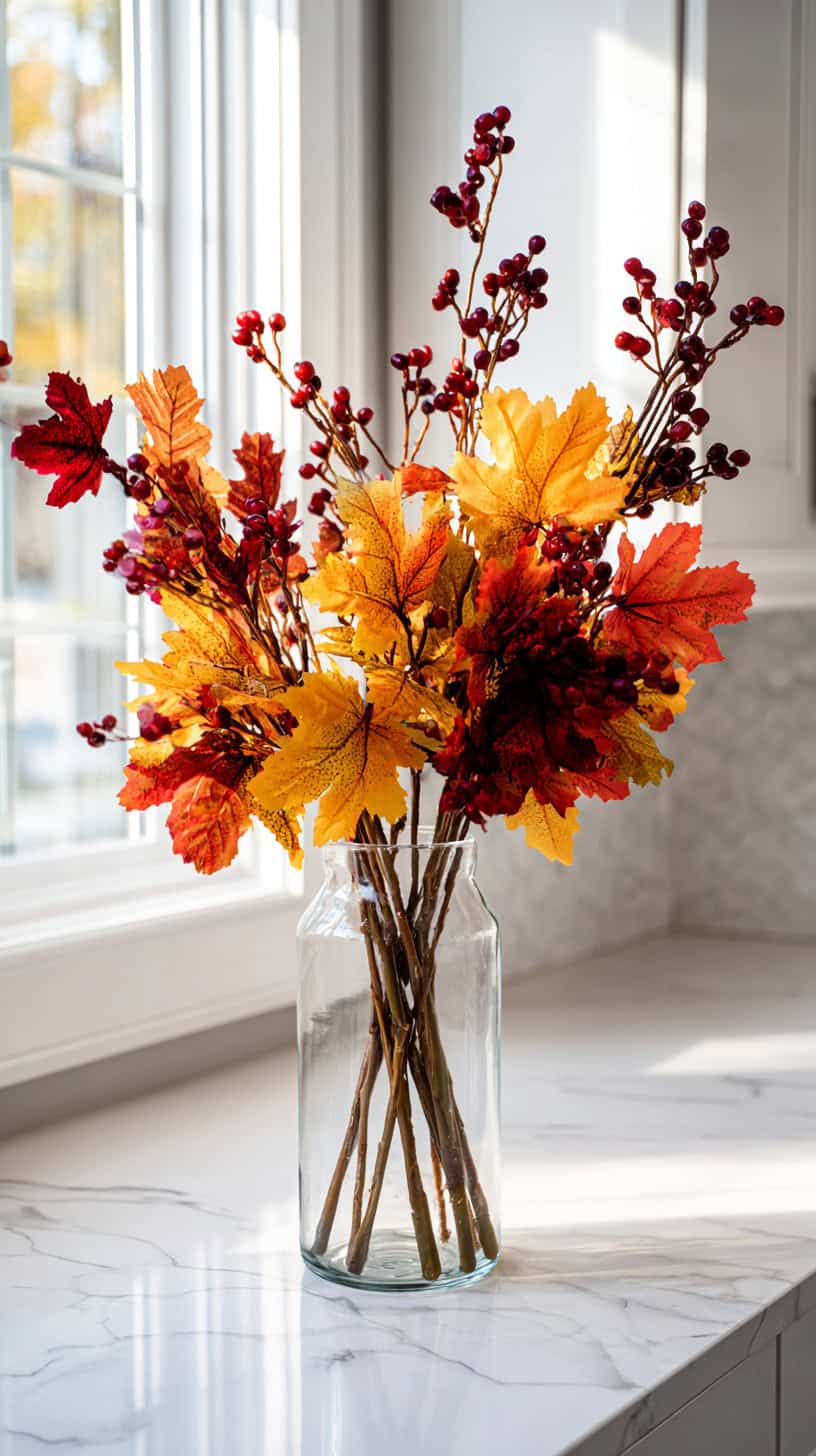 Faux Fall Foliage Vase