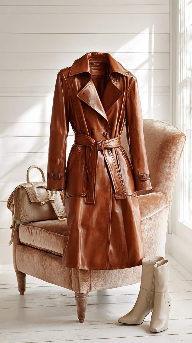 Leather Belted Trench Coat