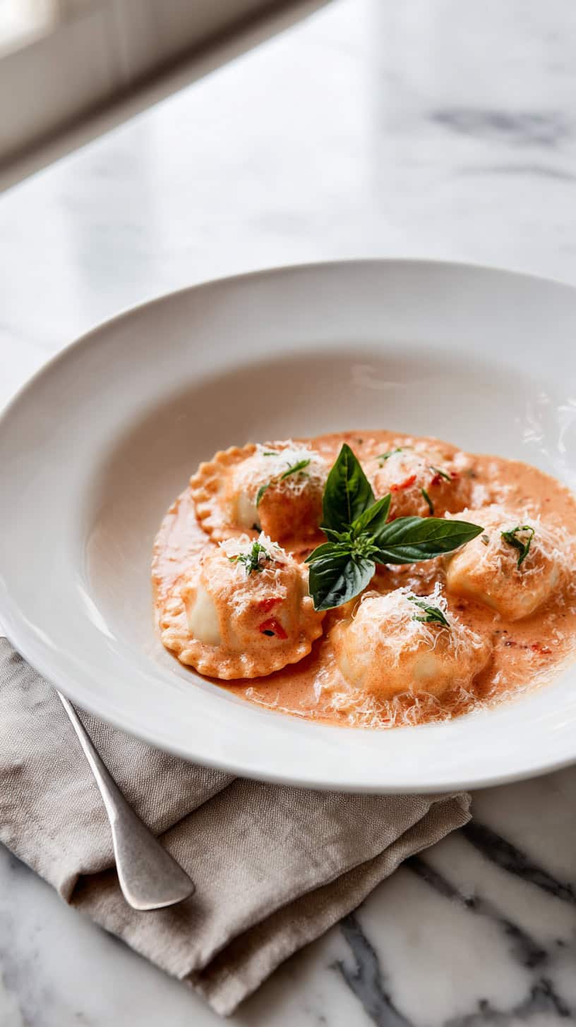 Lobster Ravioli in Vodka Sauce