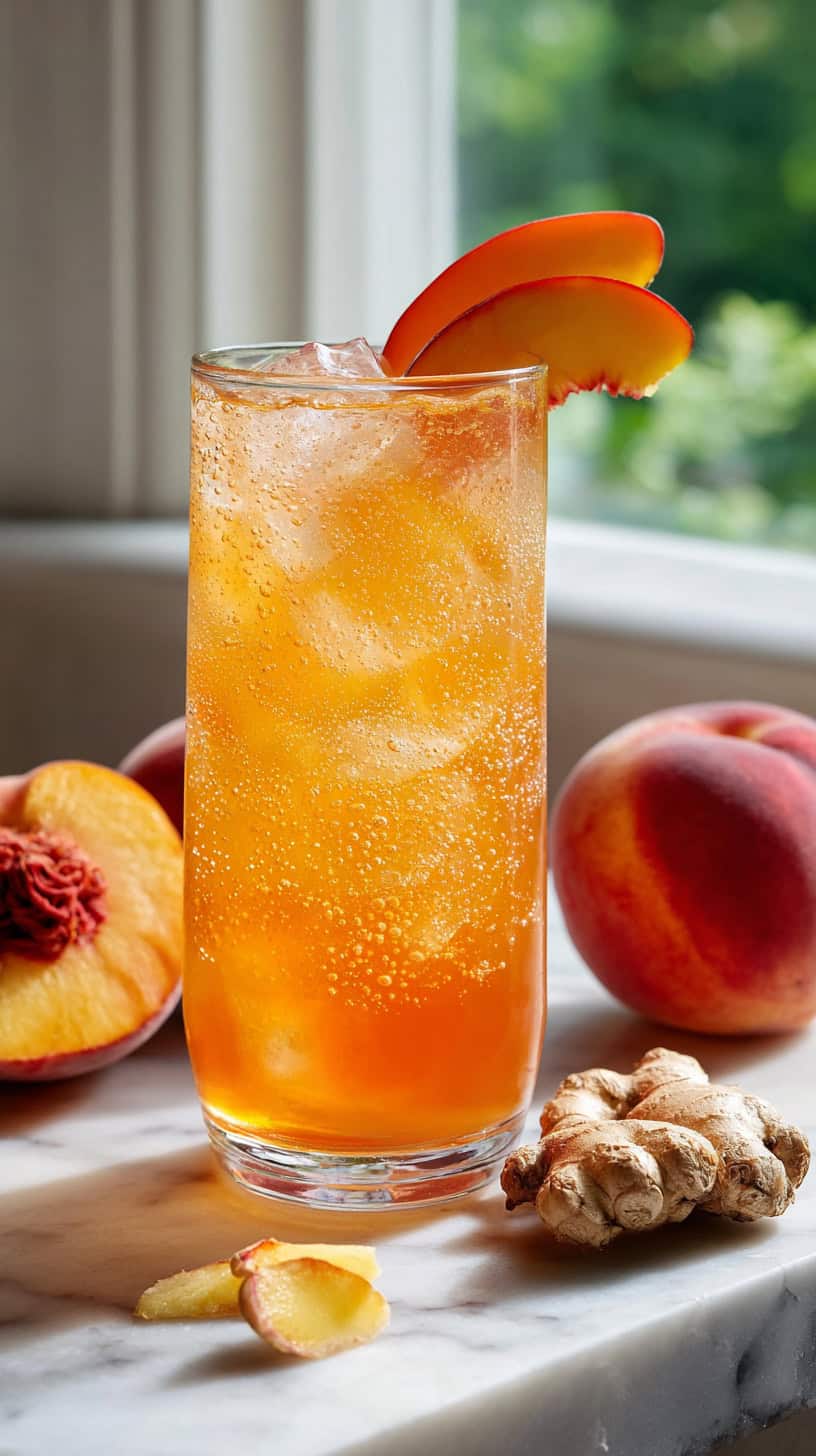 Peachy Ginger Fizz Mocktail