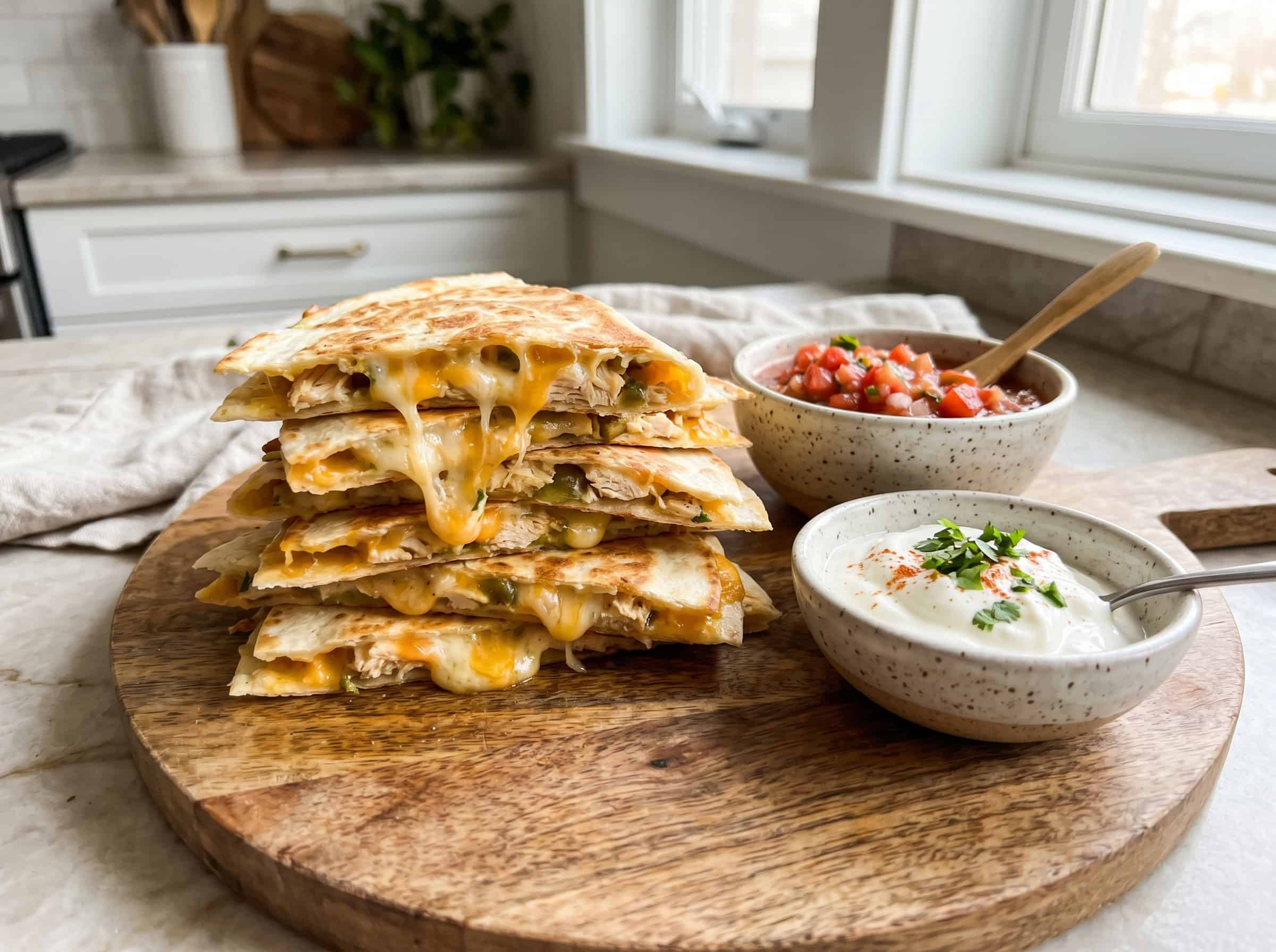 Cheesy Chicken and Bean Quesadillas