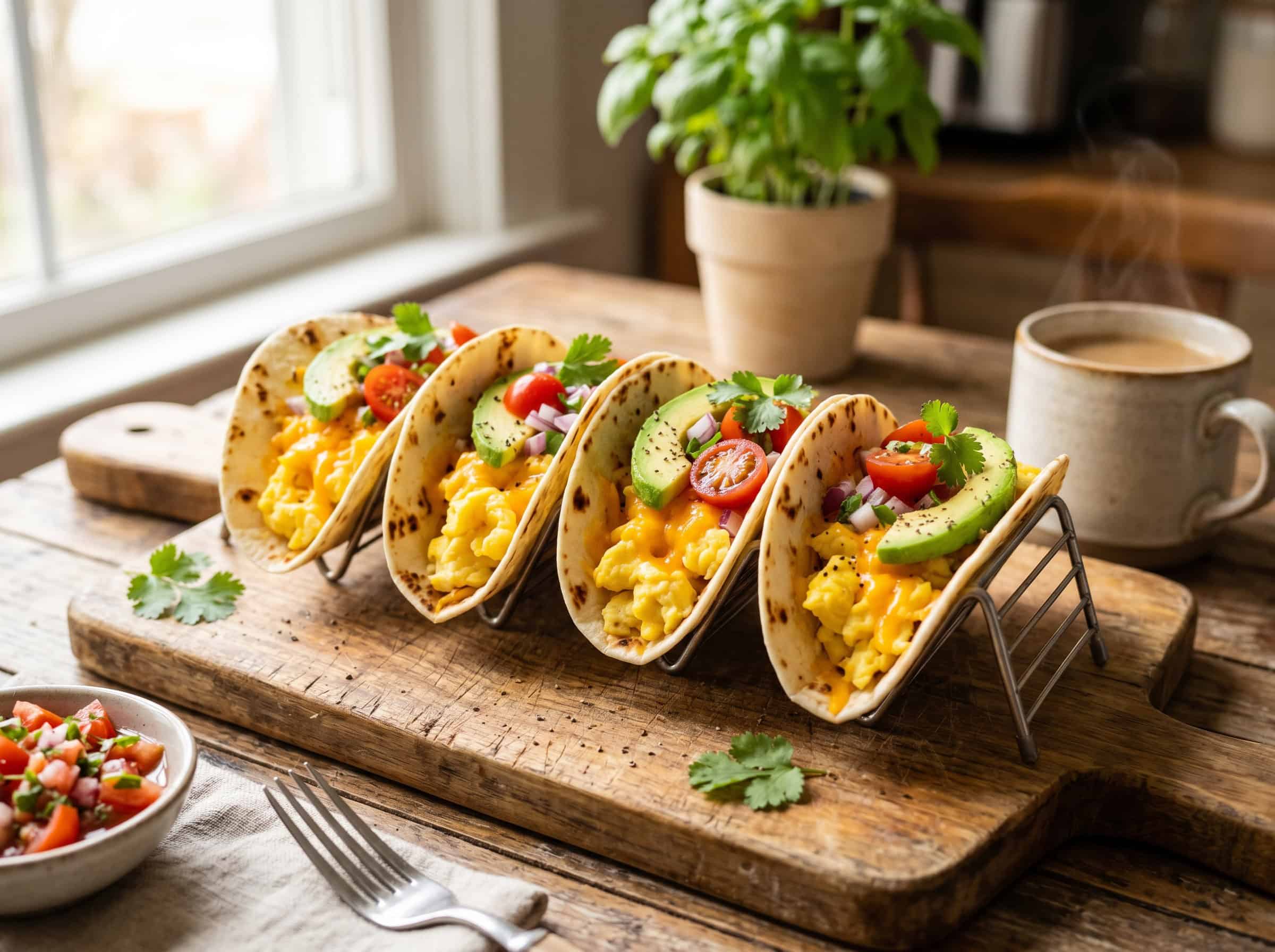 Scrambled Egg and Veggie Breakfast Tacos