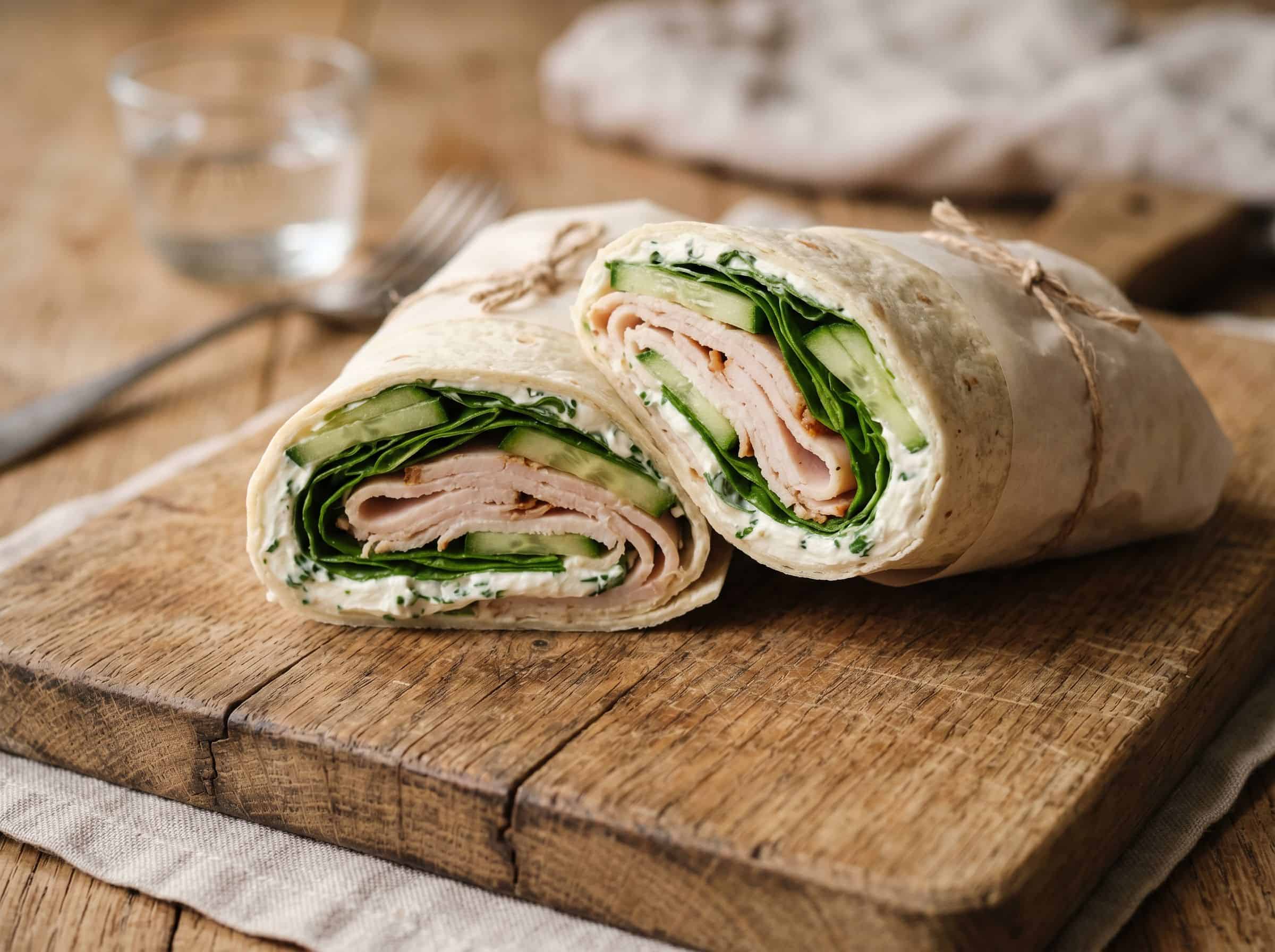 Turkey, Cream Cheese, and Cucumber Wrap