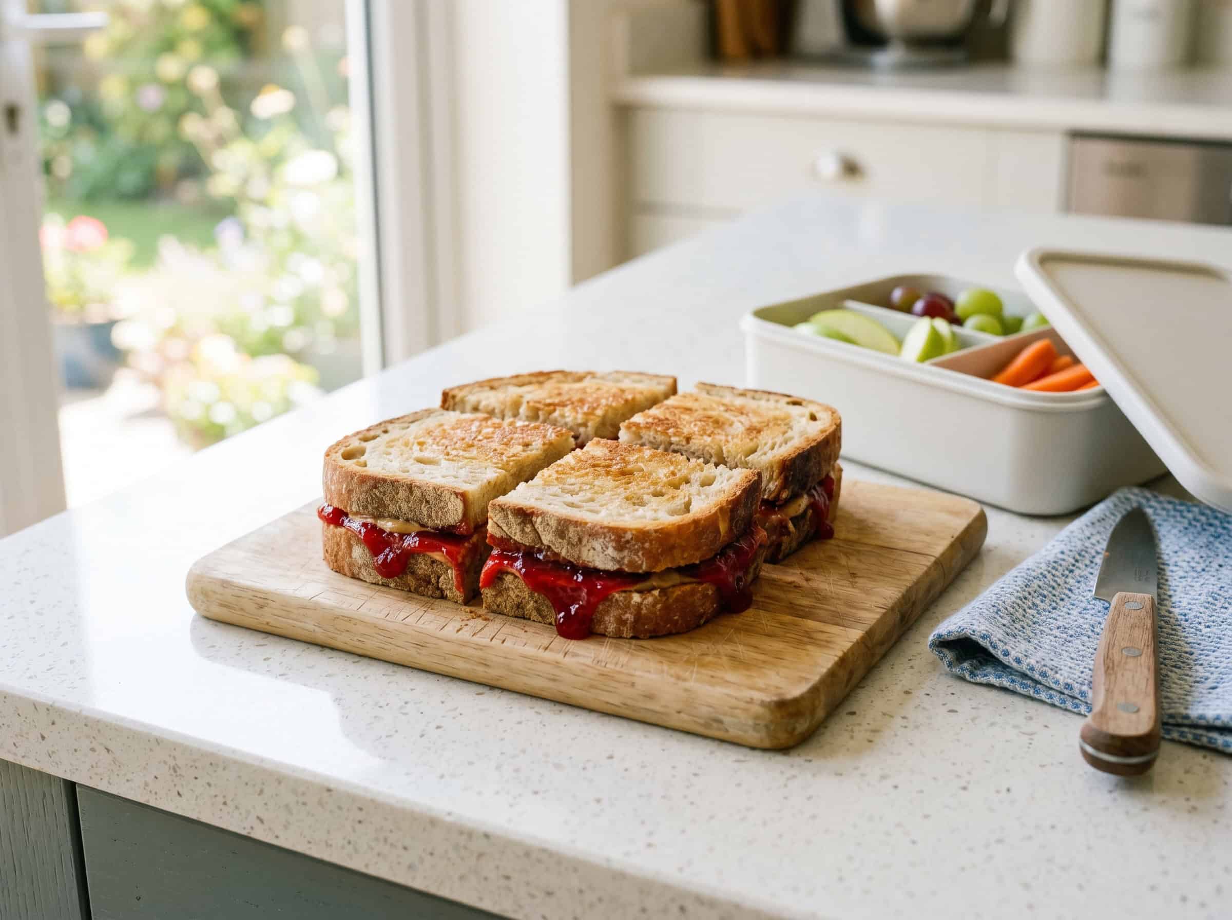 Sunflower Butter and Strawberry Jam on Sourdough