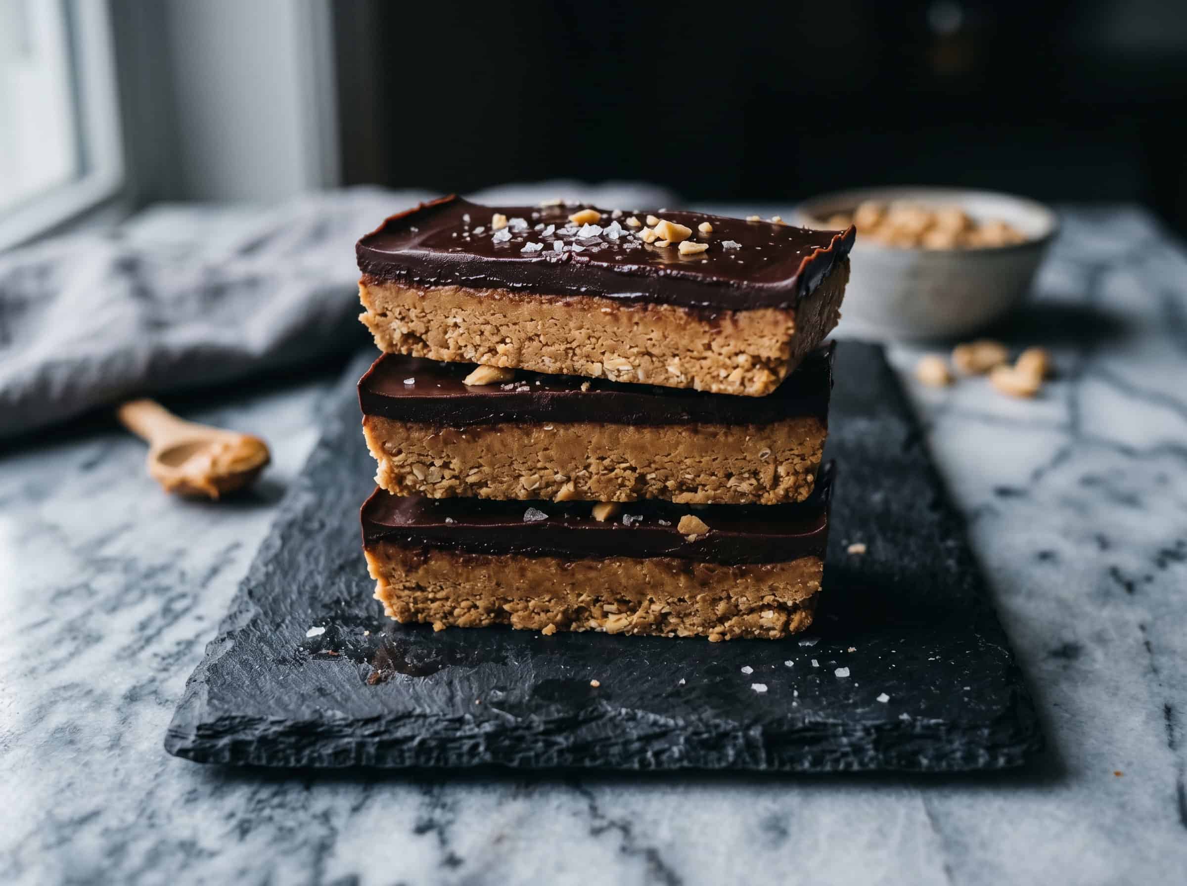 Dark Chocolate Peanut Butter No-Bake Bars