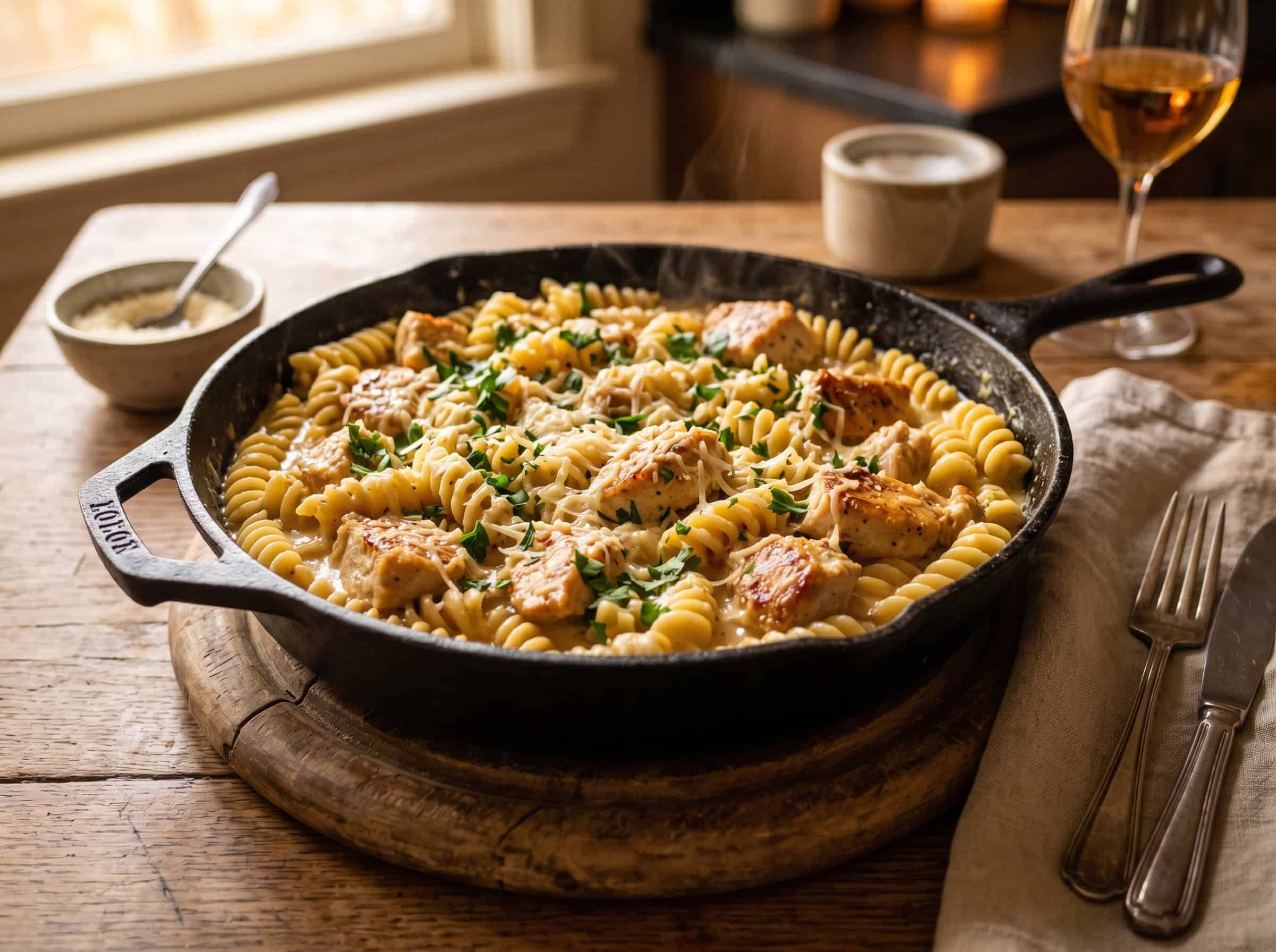 Skillet Garlic Butter Chicken Pasta