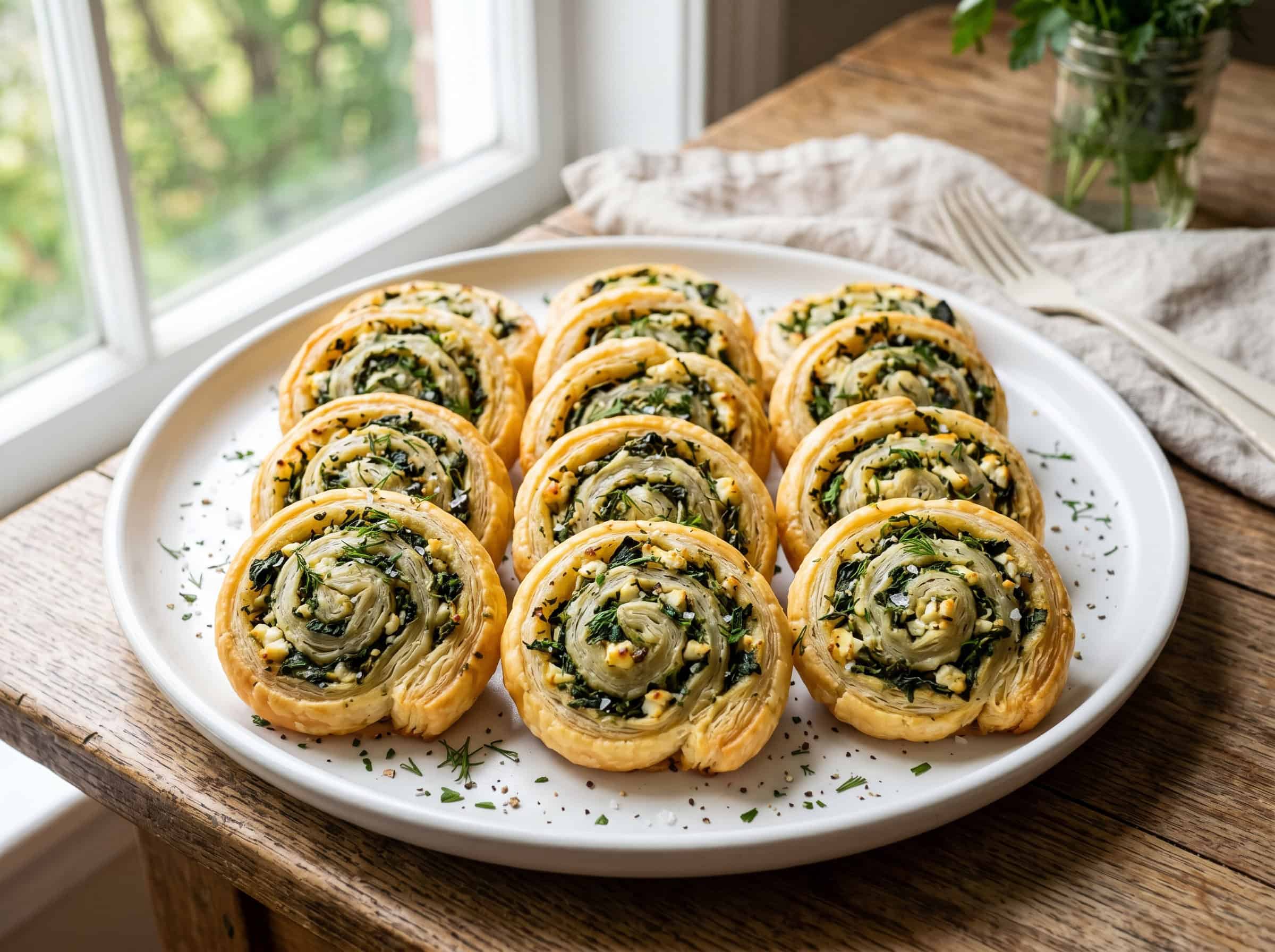 Spinach and Feta Crescent Roll Pinwheels