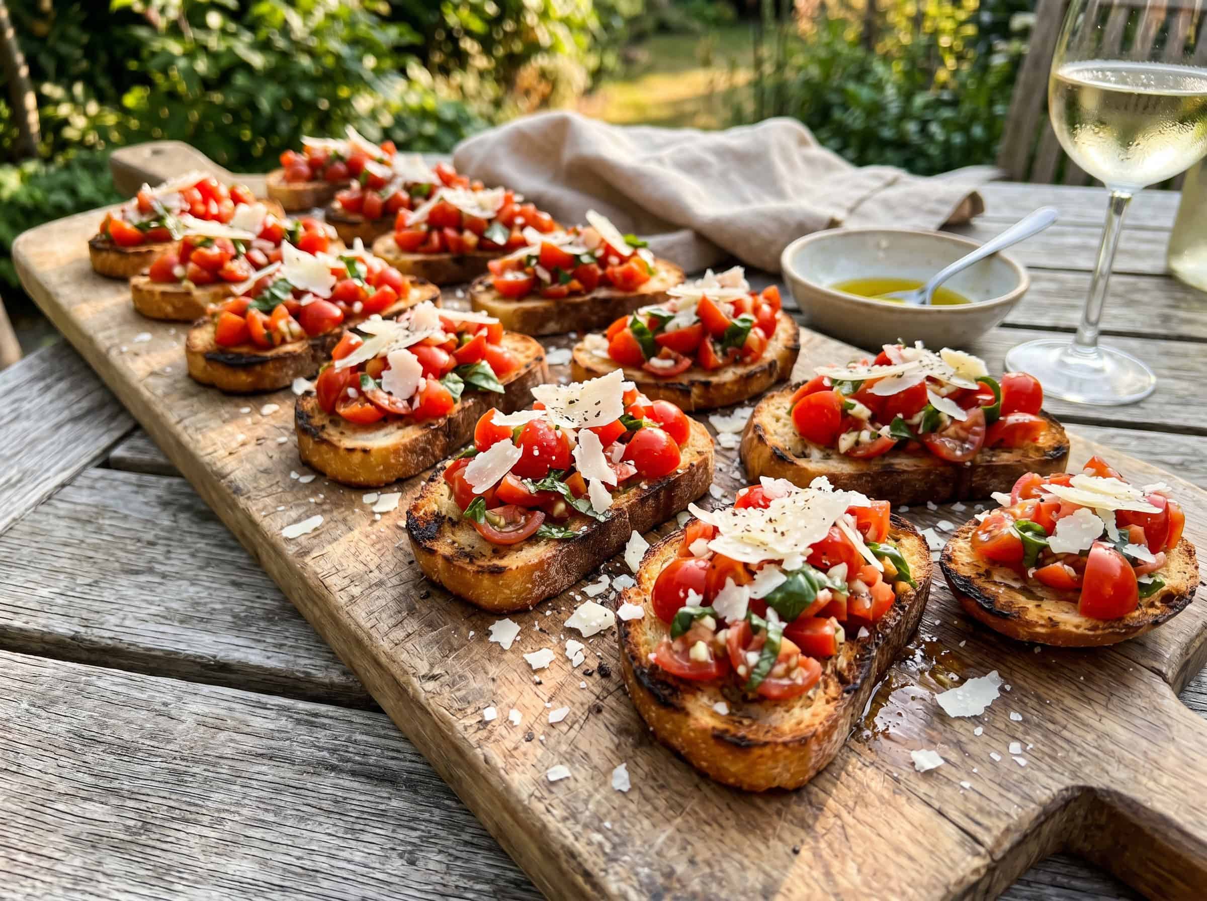 Tomato Bruschetta on Garlic Crostini