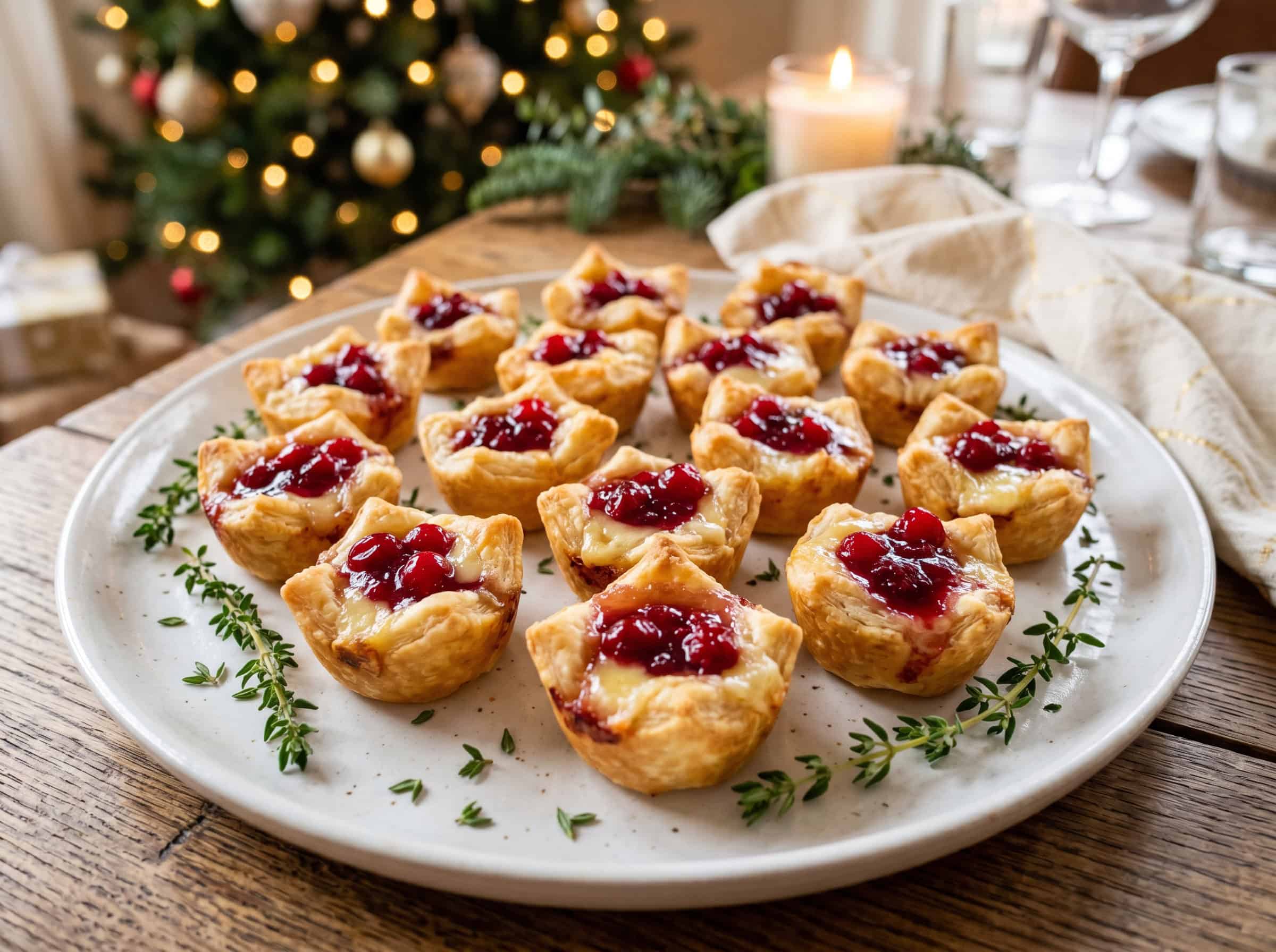 Brie and Cranberry Puff Pastry Bites
